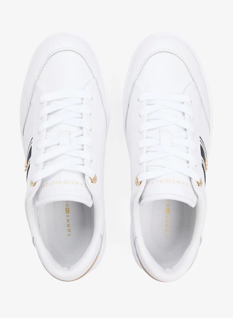 Tommy Hilfiger White Leather Webbing Strap Cupsole Trainers for Women | Best Price UAE